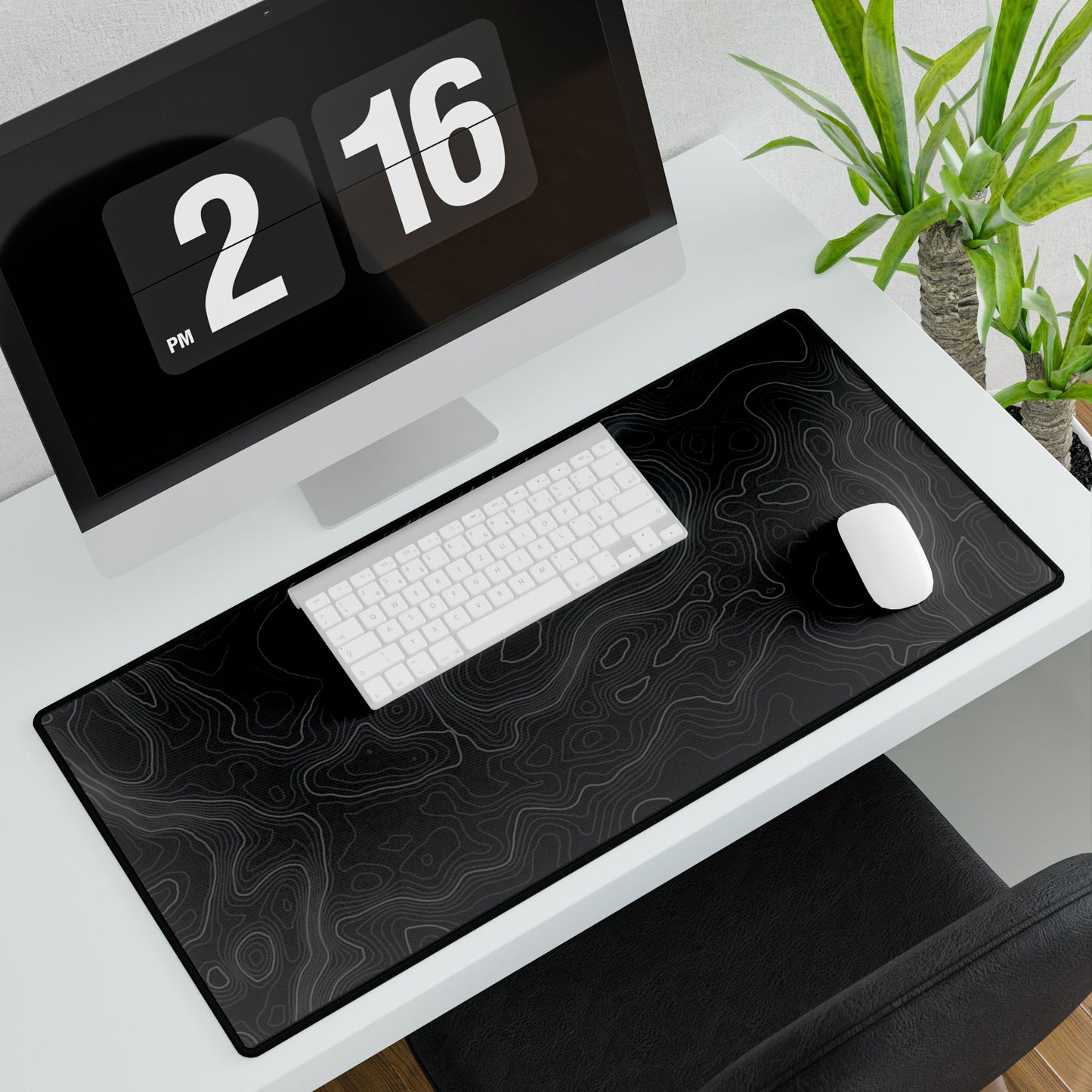 Black Topographic Desk Mat